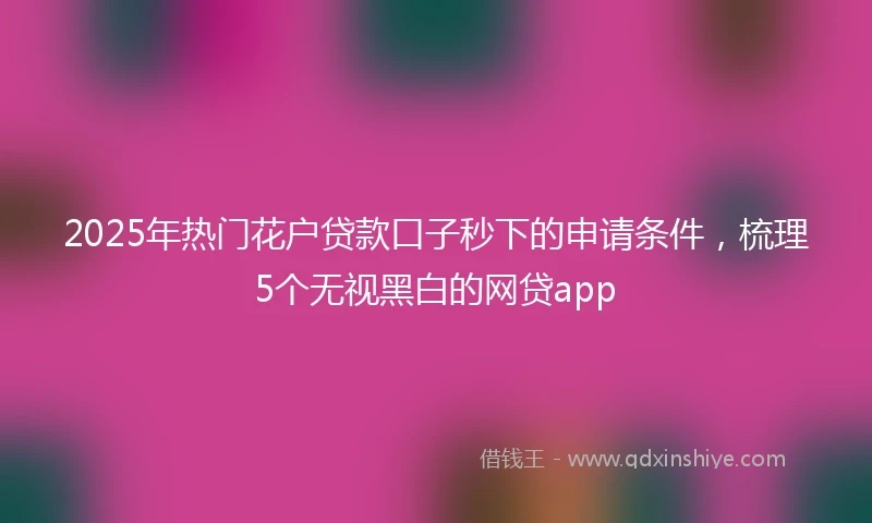 2025年热门花户贷款口子秒下的申请条件，梳理5个无视黑白的网贷app