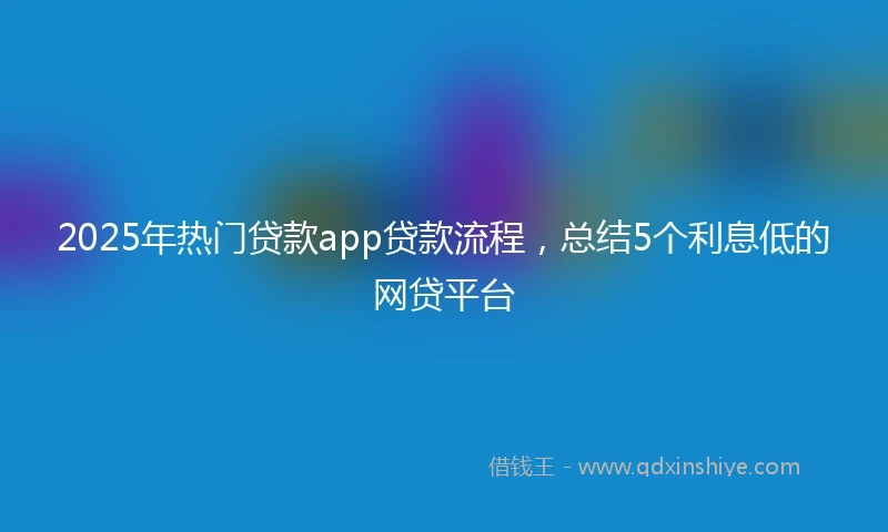 2025年热门贷款app贷款流程,总结5个利息低的网贷平台