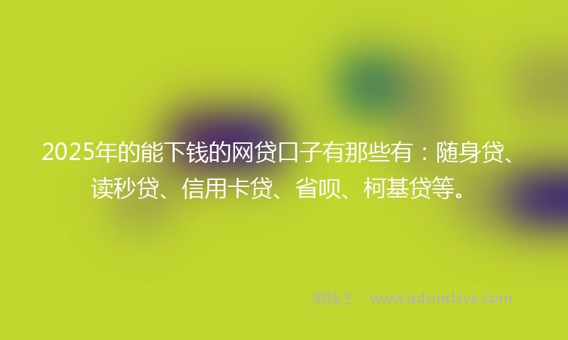 2025年的能下钱的网贷口子有那些有：随身贷、读秒贷、信用卡贷、省呗、柯基贷等。