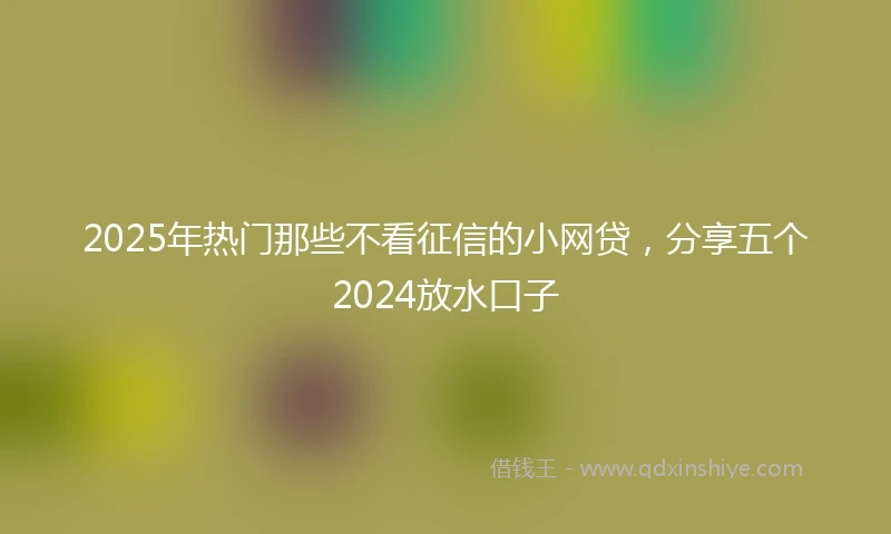 2025年热门那些不看征信的小网贷，分享五个2024放水口子