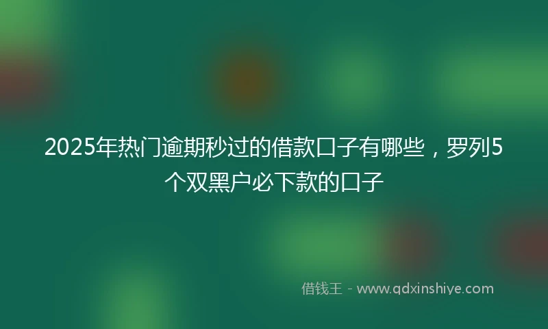 2025年热门逾期秒过的借款口子有哪些，罗列5个双黑户必下款的口子