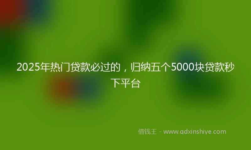 2025年热门贷款必过的，归纳五个5000块贷款秒下平台