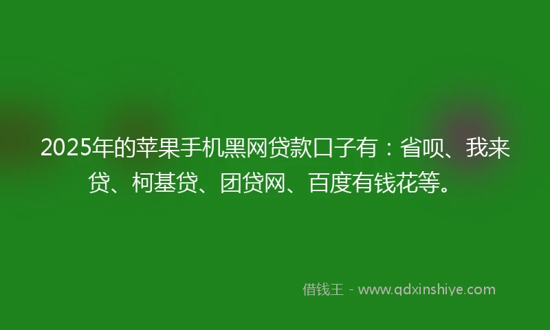 2025年的苹果手机黑网贷款口子有：省呗、我来贷、柯基贷、团贷网、百度有钱花等。