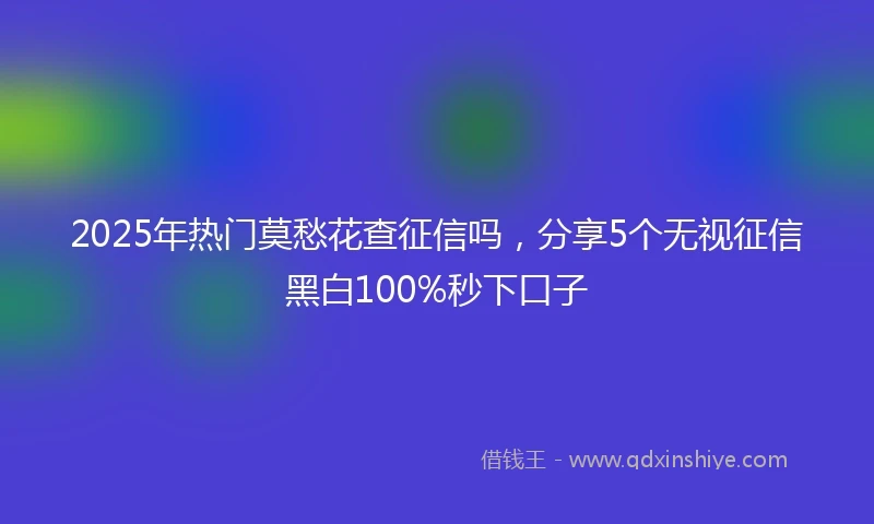2025年热门莫愁花查征信吗，分享5个无视征信黑白100%秒下口子