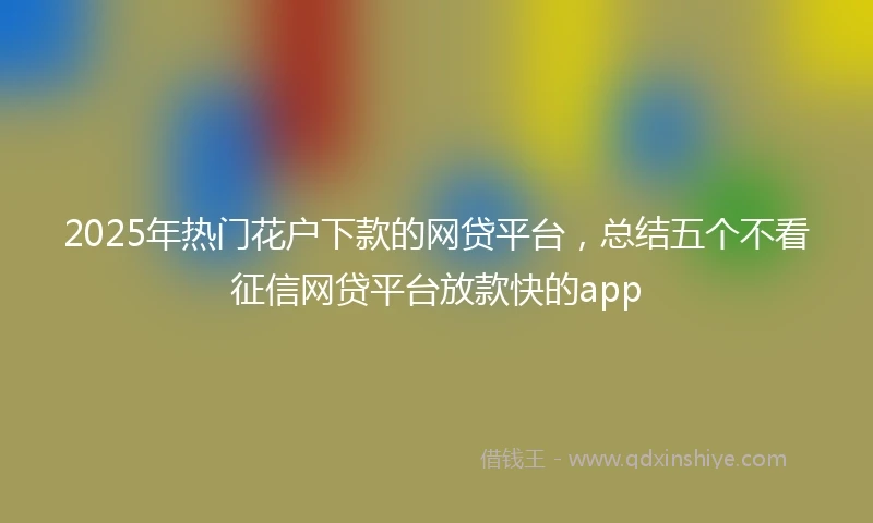 2025年热门花户下款的网贷平台，总结五个不看征信网贷平台放款快的app
