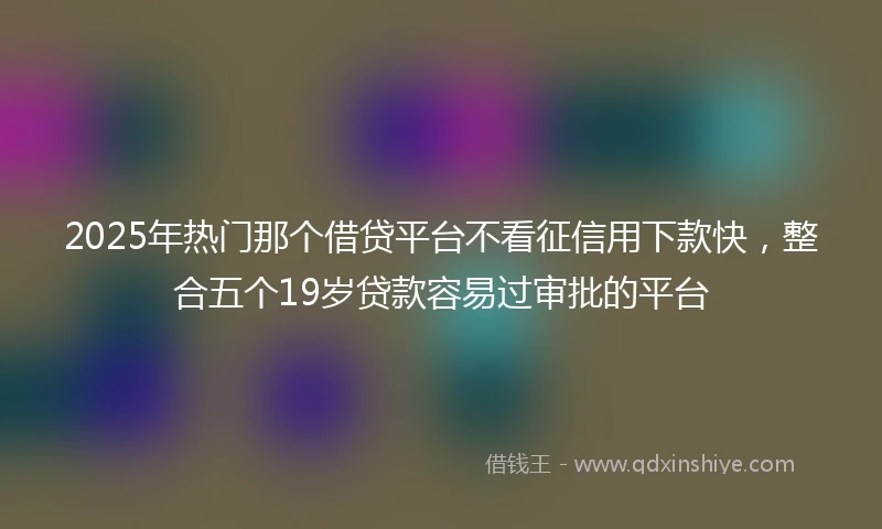 2025年热门那个借贷平台不看征信用下款快，整合五个19岁贷款容易过审批的平台