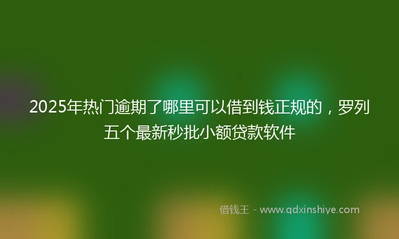 2025年热门逾期了哪里可以借到钱正规的，罗列五个最新秒批小额贷款软件