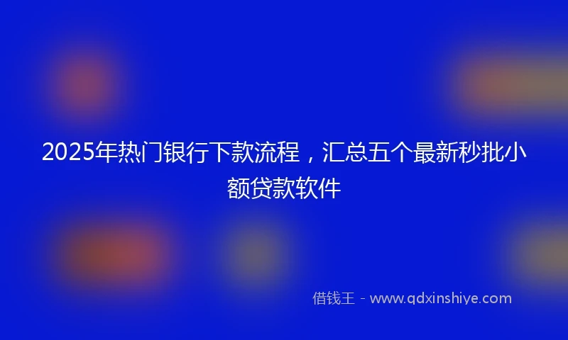 2025年热门银行下款流程，汇总五个最新秒批小额贷款软件