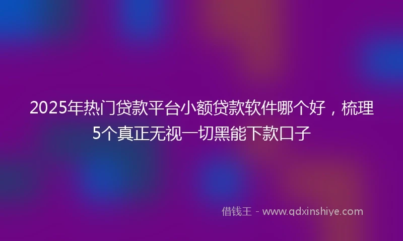 2025年热门贷款平台小额贷款软件哪个好，梳理5个真正无视一切黑能下款口子