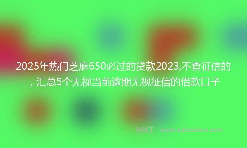 2025年热门芝麻650必过的贷款2023,不查征信的，汇总5个无视当前逾期无视征信的借款口子