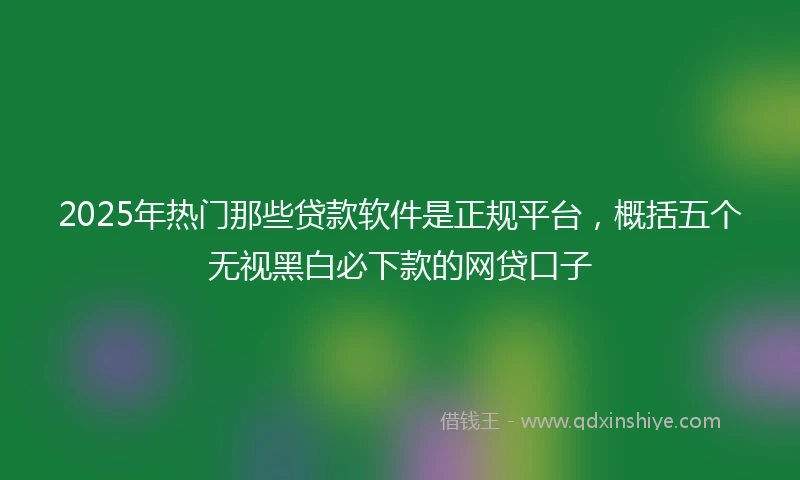 2025年热门那些贷款软件是正规平台，概括五个无视黑白必下款的网贷口子