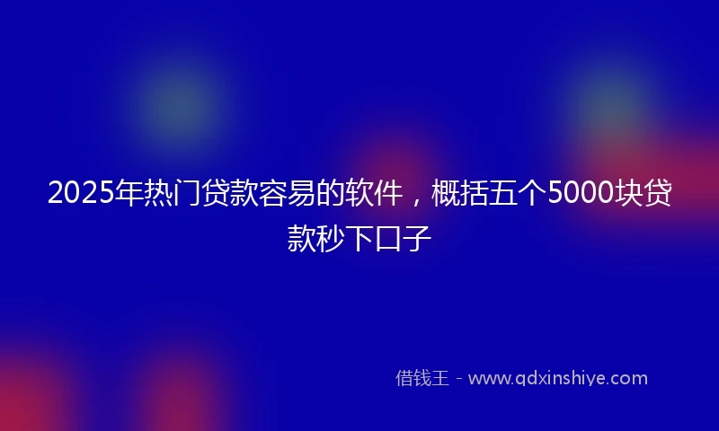2025年热门贷款容易的软件，概括五个5000块贷款秒下口子