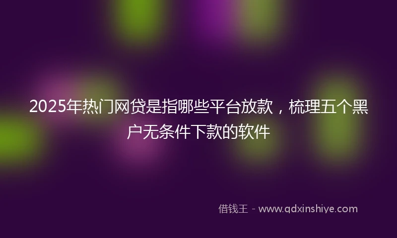 2025年热门网贷是指哪些平台放款，梳理五个黑户无条件下款的软件