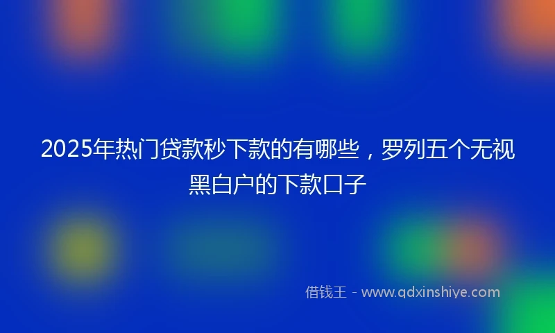 2025年热门贷款秒下款的有哪些，罗列五个无视黑白户的下款口子