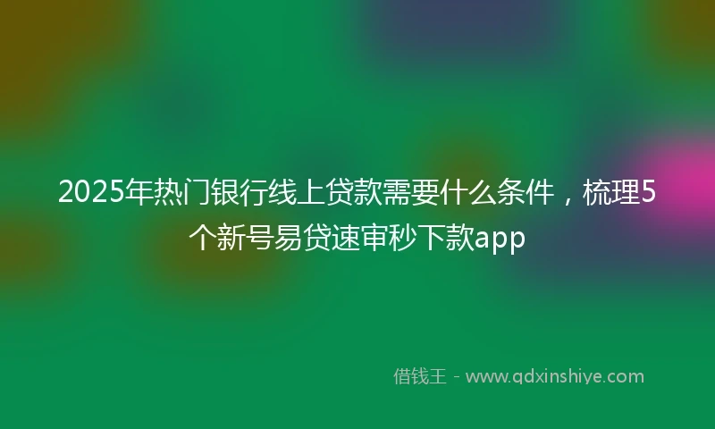2025年热门银行线上贷款需要什么条件，梳理5个新号易贷速审秒下款app