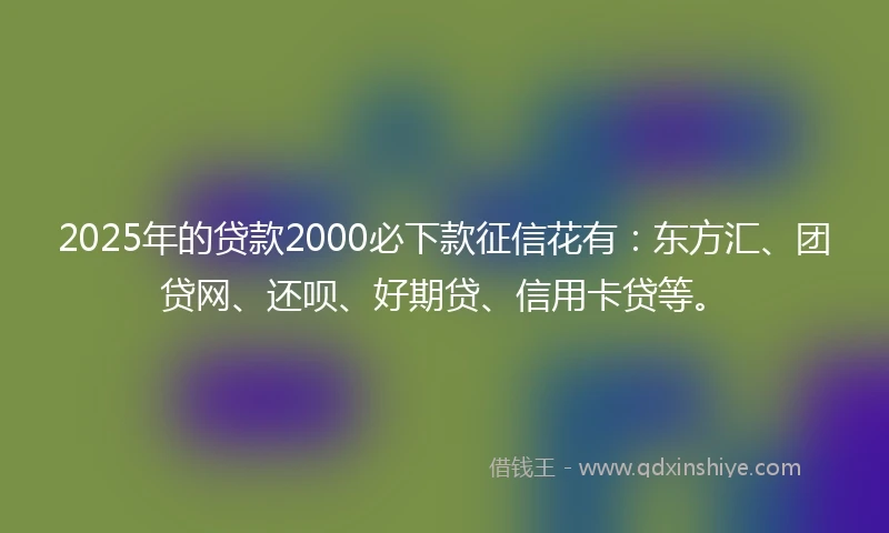 2025年的贷款2000必下款征信花有：东方汇、团贷网、还呗、好期贷、信用卡贷等。