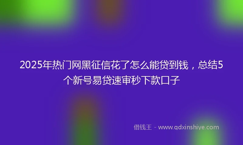 2025年热门网黑征信花了怎么能贷到钱，总结5个新号易贷速审秒下款口子