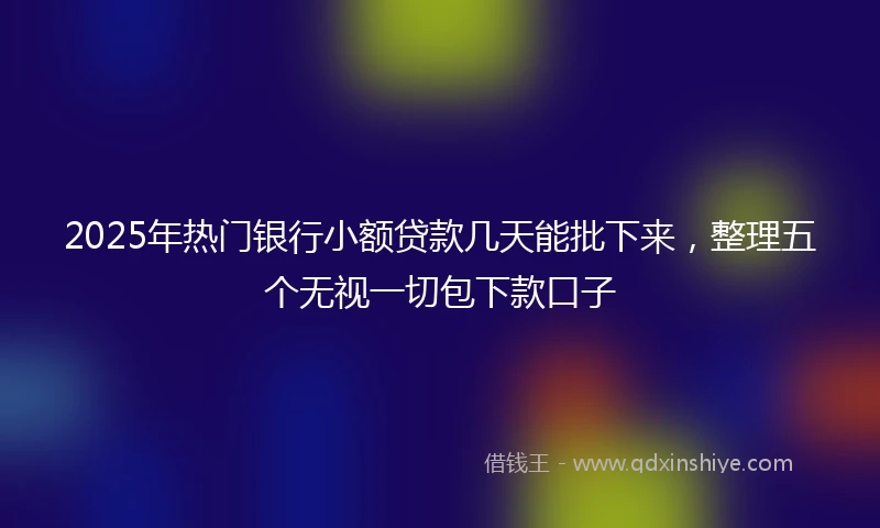 2025年热门银行小额贷款几天能批下来，整理五个无视一切包下款口子