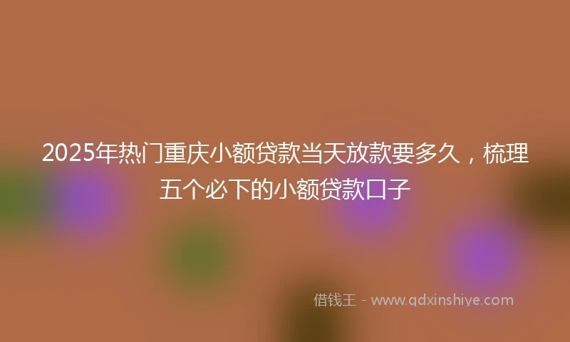 2025年热门重庆小额贷款当天放款要多久，梳理五个必下的小额贷款口子