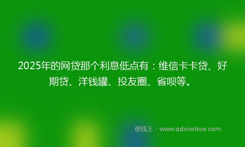 2025年的网贷那个利息低点有：维信卡卡贷、好期贷、洋钱罐、投友圈、省呗等。