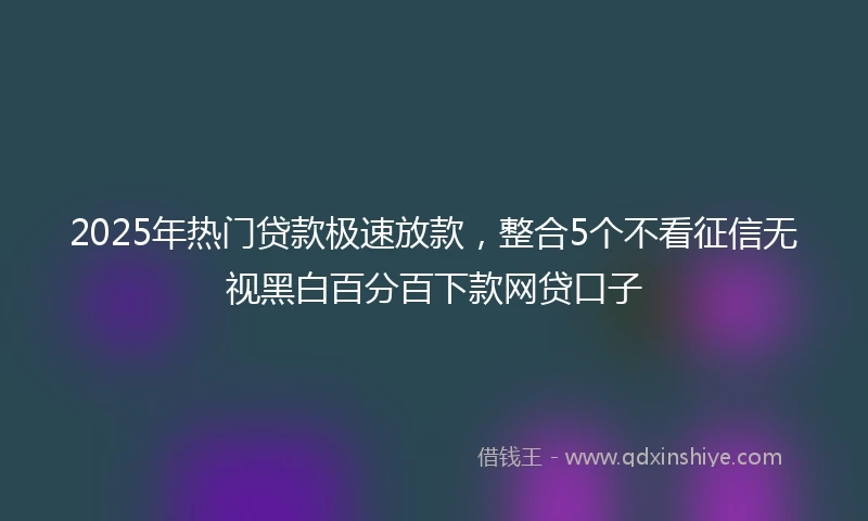 2025年热门贷款极速放款，整合5个不看征信无视黑白百分百下款网贷口子