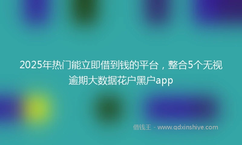 2025年热门能立即借到钱的平台，整合5个无视逾期大数据花户黑户app