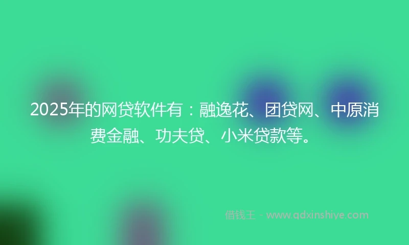 2025年的网贷软件有：融逸花、团贷网、中原消费金融、功夫贷、小米贷款等。