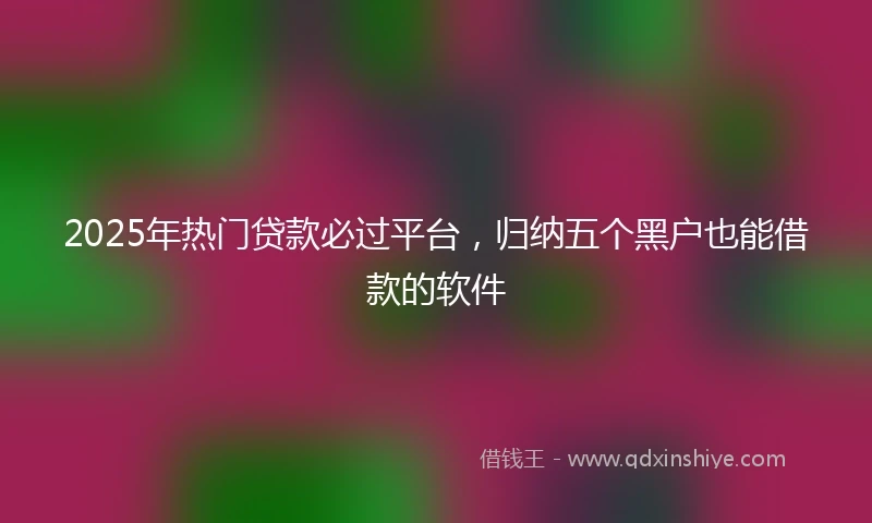 2025年热门贷款必过平台，归纳五个黑户也能借款的软件