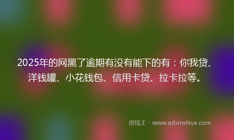 2025年的网黑了逾期有没有能下的有：你我贷、洋钱罐、小花钱包、信用卡贷、拉卡拉等。