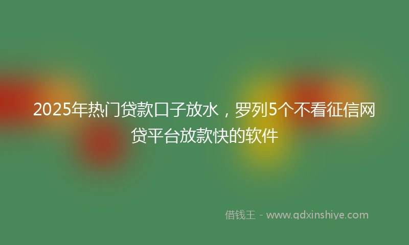 2025年热门贷款口子放水，罗列5个不看征信网贷平台放款快的软件