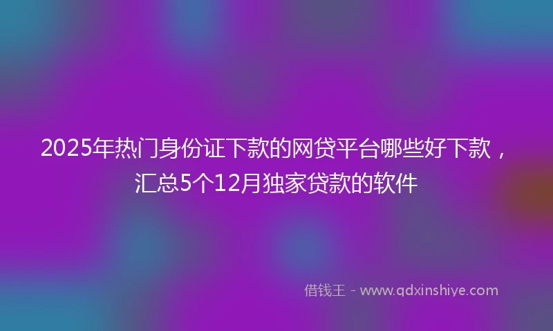 2025年热门身份证下款的网贷平台哪些好下款，汇总5个12月独家贷款的软件
