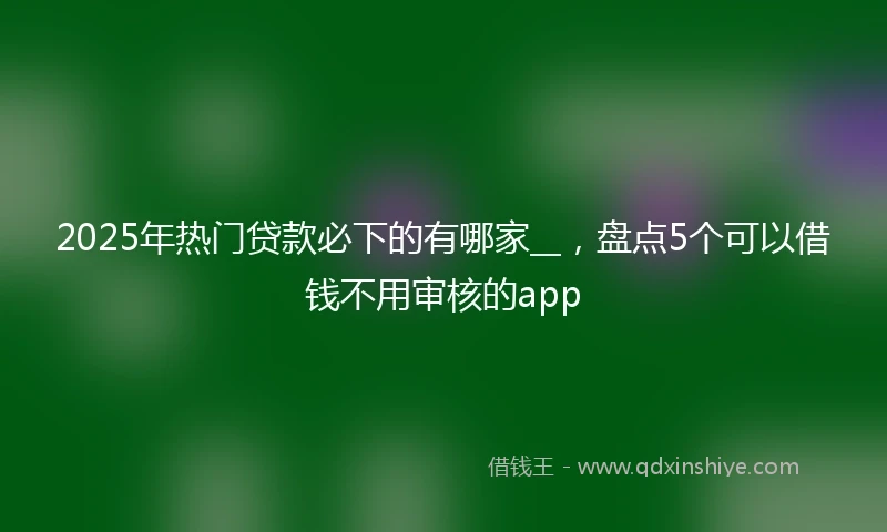 2025年热门贷款必下的有哪家__,盘点5个可以借钱不用审核的app