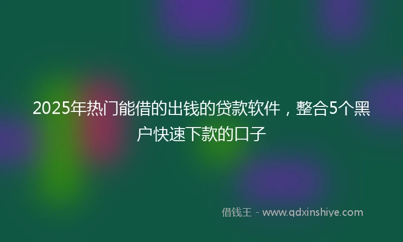 2025年热门能借的出钱的贷款软件，整合5个黑户快速下款的口子