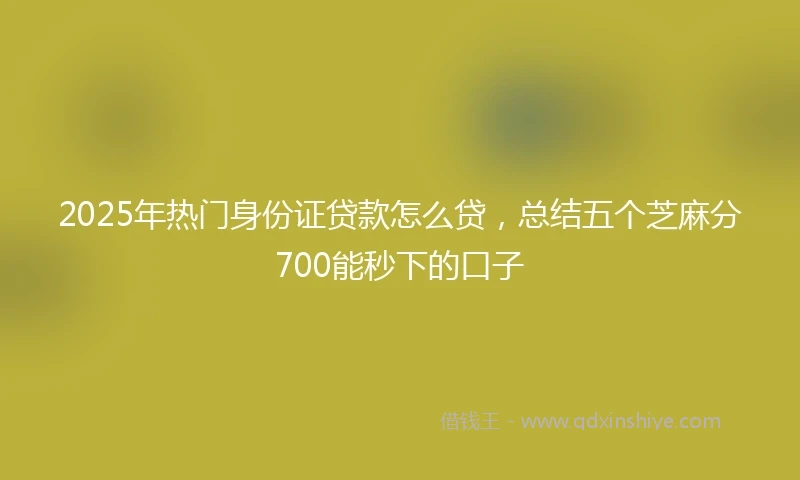 2025年热门身份证贷款怎么贷，总结五个芝麻分700能秒下的口子