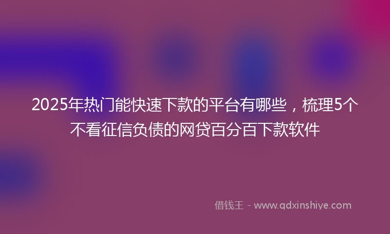 2025年热门能快速下款的平台有哪些，梳理5个不看征信负债的网贷百分百下款软件
