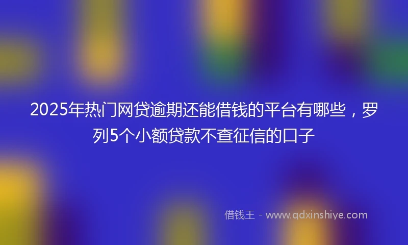 2025年热门网贷逾期还能借钱的平台有哪些，罗列5个小额贷款不查征信的口子