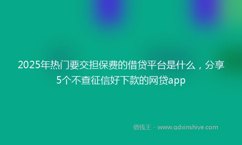 2025年热门要交担保费的借贷平台是什么，分享5个不查征信好下款的网贷app