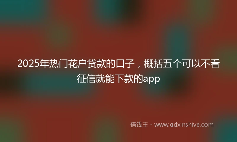 2025年热门花户贷款的口子，概括五个可以不看征信就能下款的app