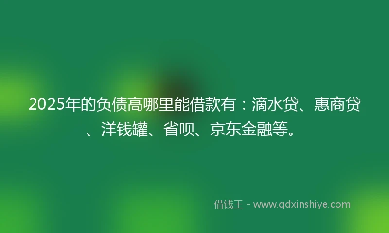 2025年的负债高哪里能借款有：滴水贷、惠商贷、洋钱罐、省呗、京东金融等。