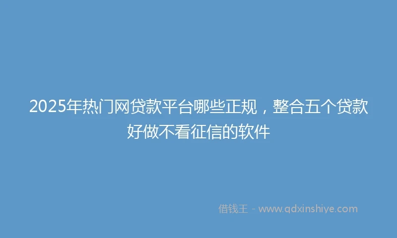 2025年热门网贷款平台哪些正规，整合五个贷款好做不看征信的软件