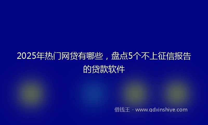 2025年热门网贷有哪些，盘点5个不上征信报告的贷款软件