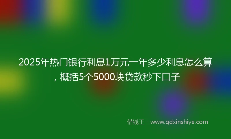 2025年热门银行利息1万元一年多少利息怎么算，概括5个5000块贷款秒下口子