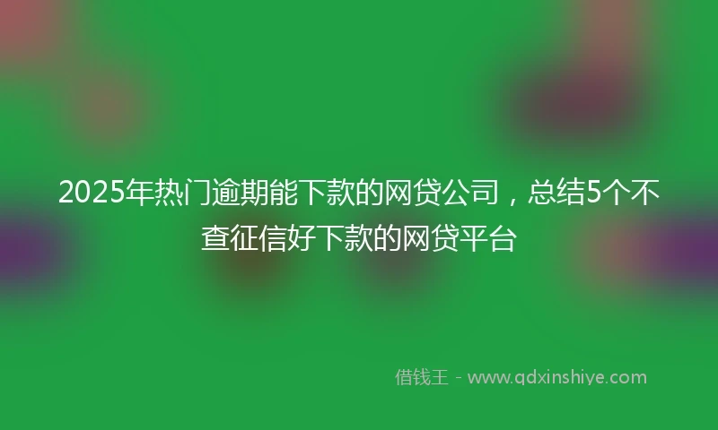 2025年热门逾期能下款的网贷公司，总结5个不查征信好下款的网贷平台