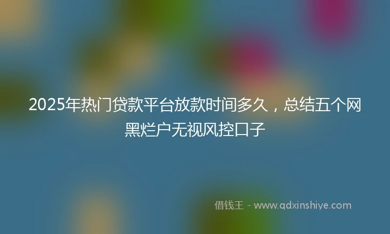 2025年热门贷款平台放款时间多久，总结五个网黑烂户无视风控口子