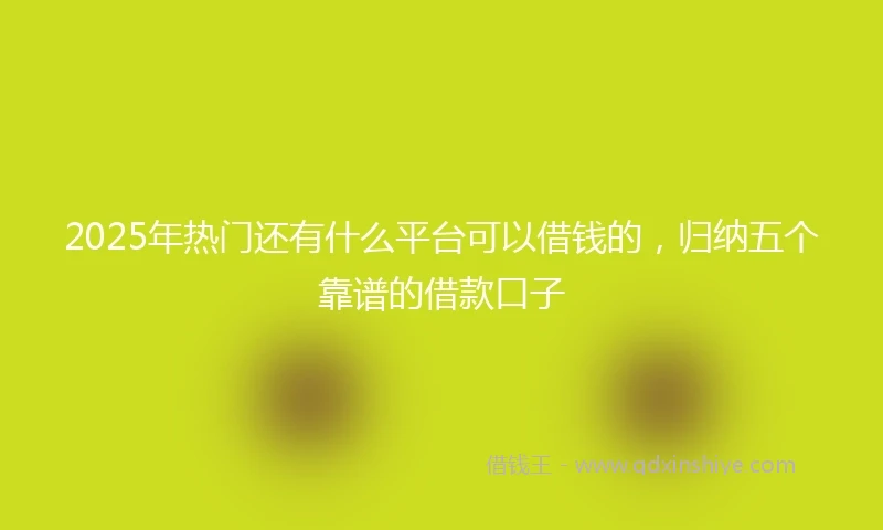 2025年热门还有什么平台可以借钱的，归纳五个靠谱的借款口子