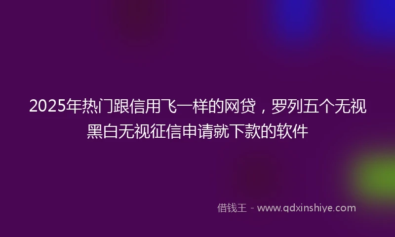 2025年热门跟信用飞一样的网贷，罗列五个无视黑白无视征信申请就下款的软件