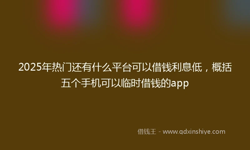 2025年热门还有什么平台可以借钱利息低，概括五个手机可以临时借钱的app