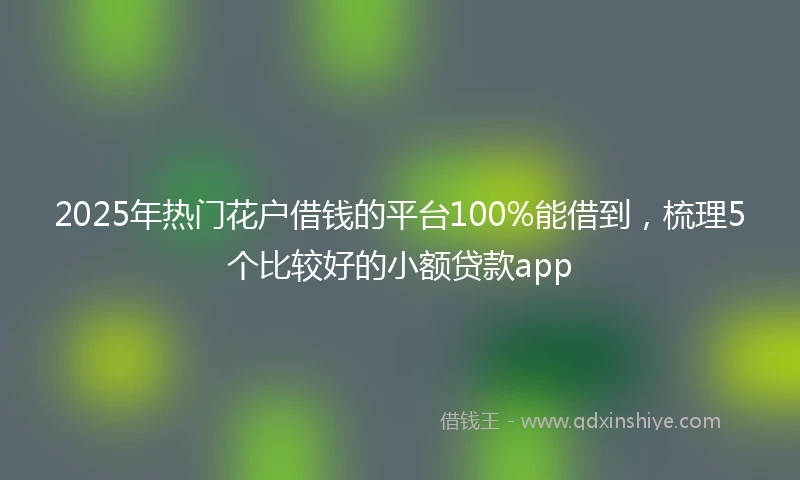 2025年热门花户借钱的平台100%能借到，梳理5个比较好的小额贷款app