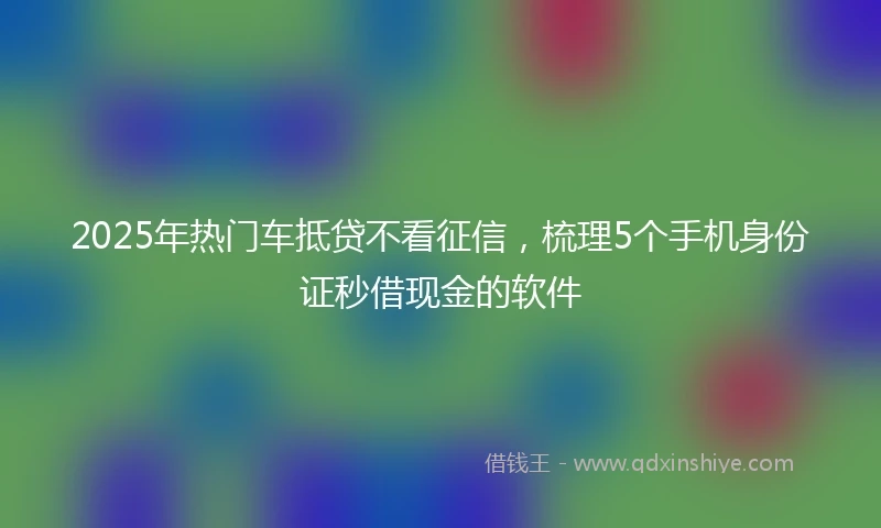 2025年热门车抵贷不看征信，梳理5个手机身份证秒借现金的软件