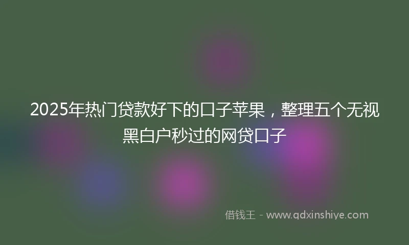 2025年热门贷款好下的口子苹果，整理五个无视黑白户秒过的网贷口子